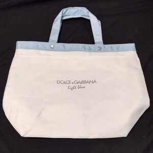 Dolce & Gabbana Light Blue White Tote Beach Bag